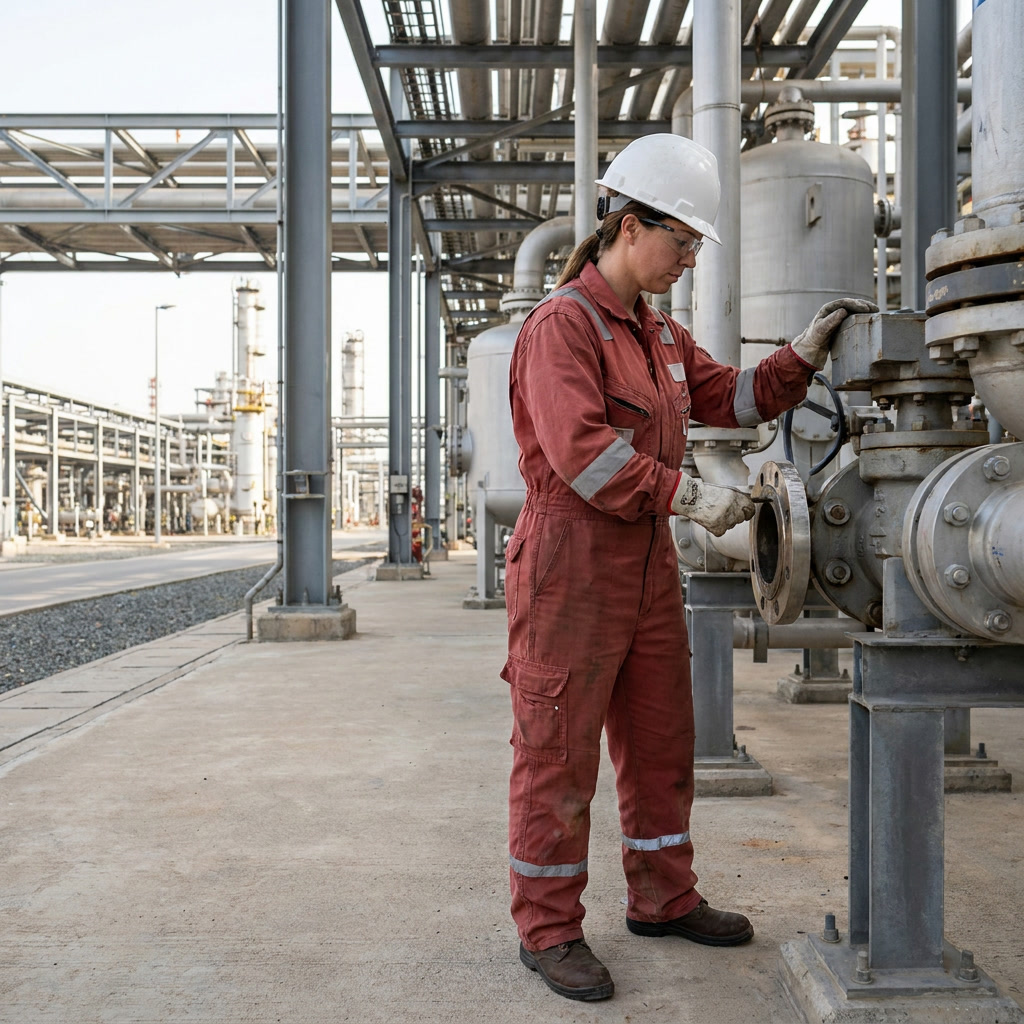 Professionnelle intervenant dans un environnement de maintenance industrielle