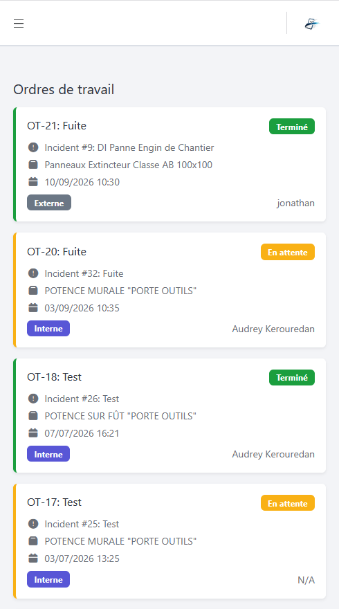 Suivi mobile des ordres de travail de maintenance dans Enearis